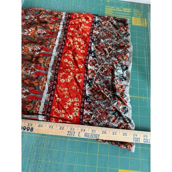 Luukse Brown Gold Floral Wide Leg Women's Pants sz Large Elastic Waist Boho - Picture 6 of 7